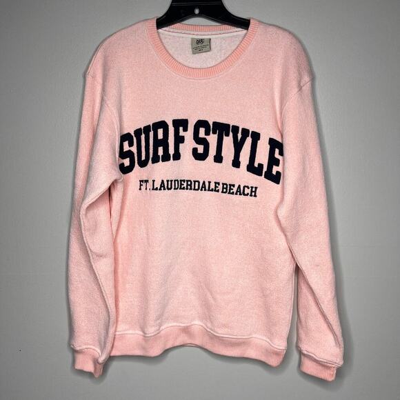 Surf Style Pink and Blue Crew Neck Sweatshirt Size Small Cozy Super Soft Coastal - Picture 2 of 10